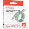 Магнітний кабель живлення та синхронізації Verbatim 60 Вт /USB-C-USB-C /120 см-зелений (31864)