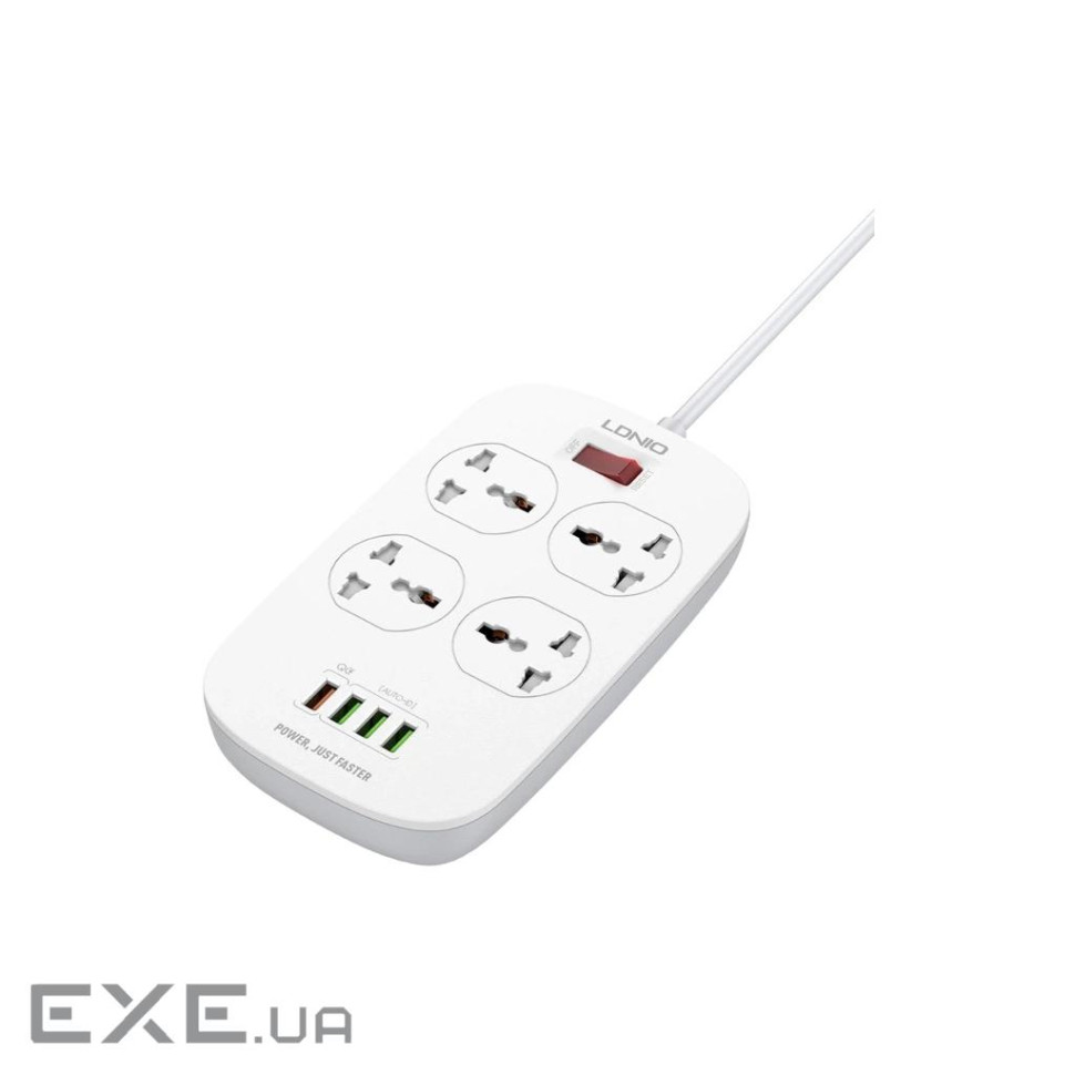 Мережевий фільтр живлення LDNIO SC4407Q 4роз. 4USB 2м