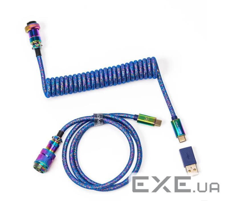 Кабель Type-A/Type-C Keychron Premium Coiled Aviator Cable-Straight Rainbow Palted B (CAB6 KEYCHRON)