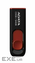 USB флеш накопичувач A-DATA 64GB C008 Black + Red USB 2.0 (AC008-64G-RKD)