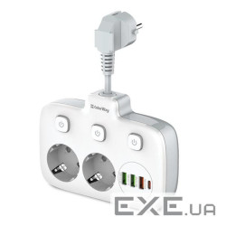 Мережевий фільтр COLORWAY CW-CHE24PDW White, 2 розетки , 1xUSB-C, 3xUSB
