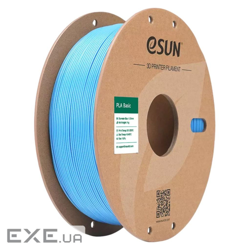 Пластик для 3D-принтера eSUN PLA BASIC 1,75mm LIGHT BLUE 1kg (PLA-BASIC175Q-U1P1)