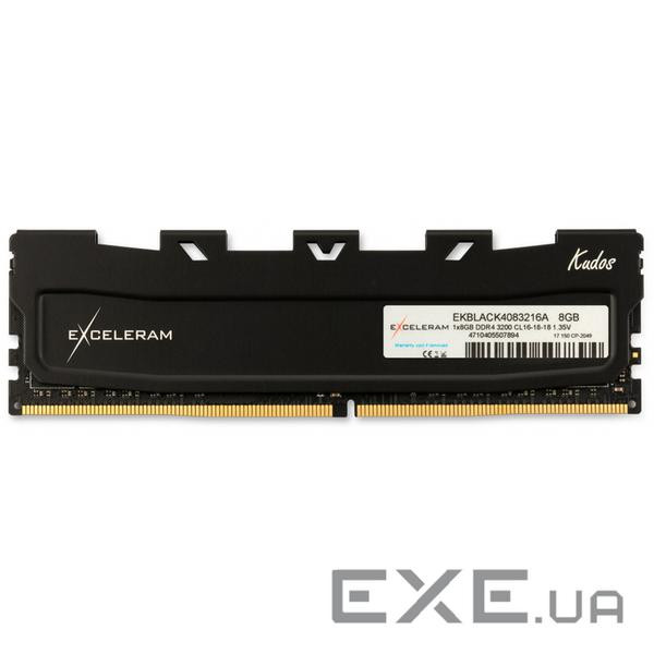 Модуль пам'яті EXCELERAM Kudos Black DDR4 3200MHz 8GB (EKBLACK4083216A)