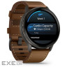 Смарт-годинник Garmin Venu 4 (45mm), Black w/ Slate + Leather, GPS смарт-годинник (010-03014-03)