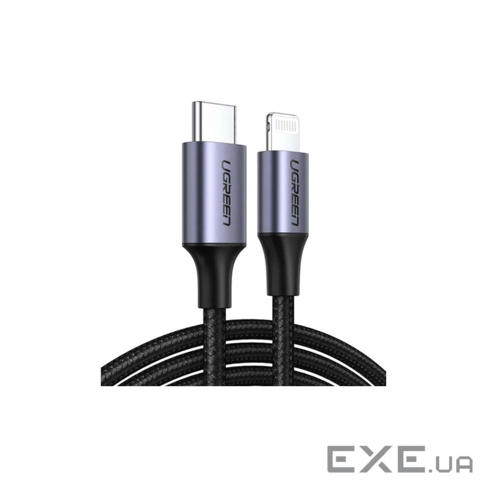 Дата кабель USB-C to Lightning 1.0m 3A 60W US304 black Ugreen (60759) (UGR-60759)