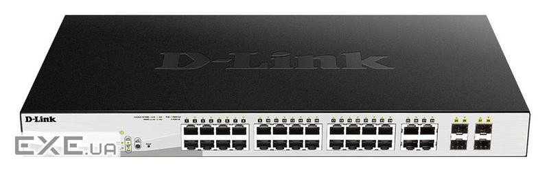 Комутатор D-Link DGS-1210-28P/E 24xGE PoE, 4xGE/SFP, 193Вт , WebSmart