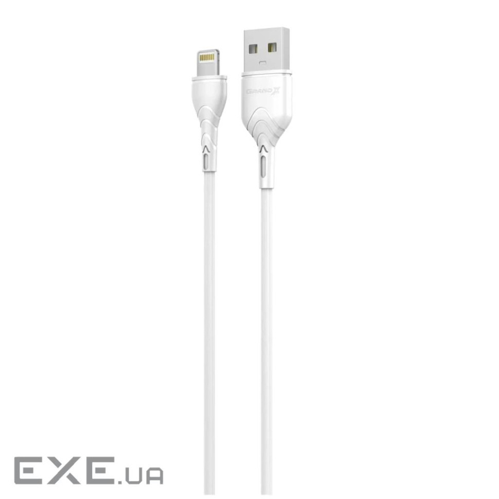 Дата кабель USB 2.0 AM to Lightning 2.0m 2A white Grand-X (PL-02W)
