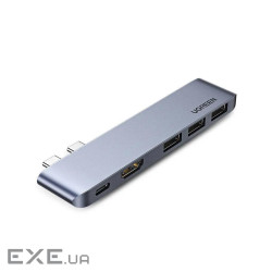 Концентратор Ugreen 2xUSB-C to 3xUSB 3.0 + HDMI + USB-C CM251 gray (60559)