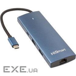 Порт-реплікатор HISMART 8-in-1 USB-C to 1xHDMI, 2xUSB3.0, 1xUSB2.0, SD/TF, LAN, PD100W (CA914357)