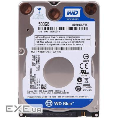 Жорсткий диск для ноутбука 2.5" 500GB WD (WD5000LPVX)