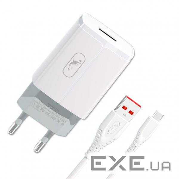 Зарядний пристрій SkyDolphin SC06V (1USBx2.4A) White (SDMZP-000180) + кабель microUSB