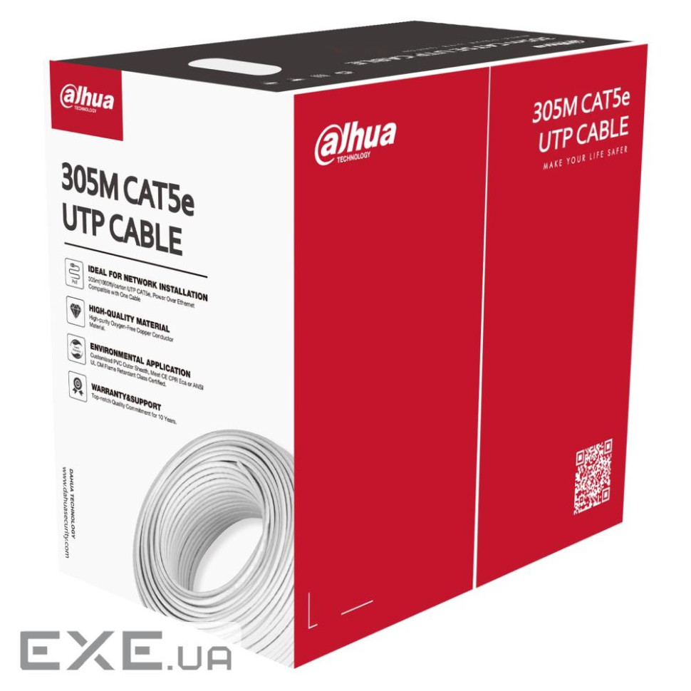 Кабель внутрішній UTP CAT5e 305 м (0.5 мм ) Dahua DH-PFM920I-5EU-U