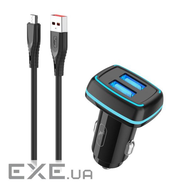 Автомобільний зарядний пристрій SkyDolphin SZ18V (2USB, 3.4A) Black (AZP-000101) + кабель microUSB