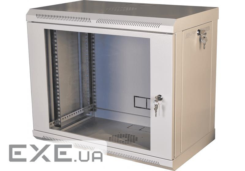 Шафа телекомунікаційна 19" VAGO 9U, настінна, двері акрил, сірий, (505х600х350) (021487) 350) (021487)