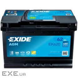 Акумулятор автомобільний EXIDE START-STOP AGM 62Ah Ев (-/+) (EK620)