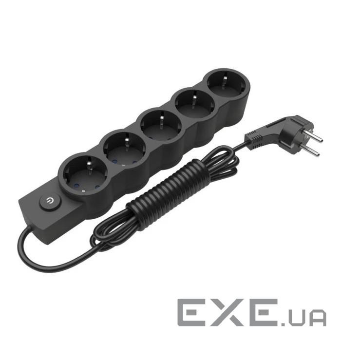 Удлинитель блочный (PP) Electrum 5 розеток 5 м с выключателем и заземлением Black (C-ES-1549)