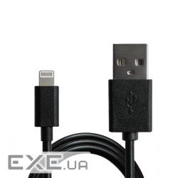 Дата кабель USB 2.0 AM to Lightning 1.0m Cu, 2.1А, Black Grand-X (PL01B)