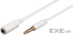 Кабель аудіо Jack 3.5mm 4pin M/ F 5.0m, Apple iPhone, iPad, iPod, белый (75.06.2364-50)