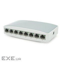 Комутатор Ethernet ONV-H1008S у пластиковому корпусі, 8*100Мб портів, 5В 1Ач, 140х78х32