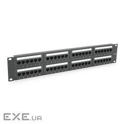 Патч-панель 48 порту UTP DUAL кат 6Е 19" 2U не екранована чорна Q20 (YT-09)