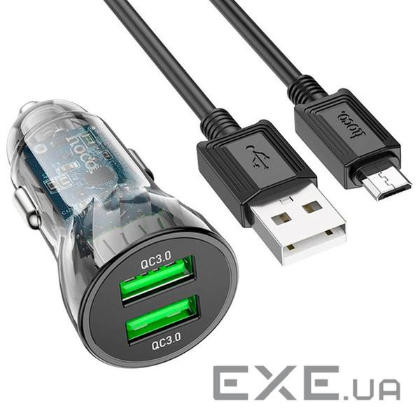 Набір АЗУ 12-24V HOCO Z47 кабель Micro, 2xUSB 3.0, 2.4A, кабель 1м, Black, Box (Z47 / MB) , Black, Box (Z47 / MB)