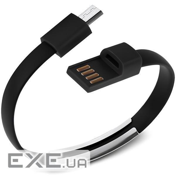 Кабель-браслет micro USB 2.0, чорний RTL (S0551)
