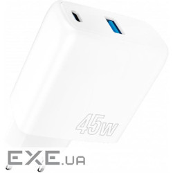Зарядний пристрій PROOVE Silicone Power Plus 45W 1xUSB-A, 1xUSB-C, PD3.0, QC3.0 Whi (WCSP45110002)