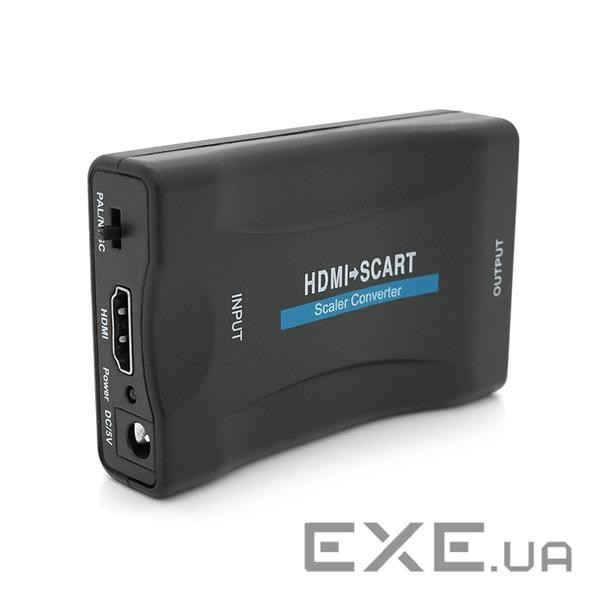 Конвертер HDMI(тато) на SCART(мама), 5V / 2A + перехідник, Black, Box, Q25 (YT-C-HDMI(M) / SCART(F)) , Black, Box, Q25 (