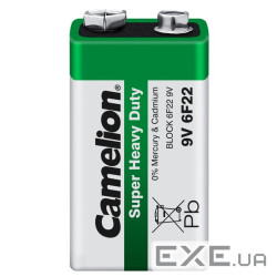 Батарейка Camelion Крона 6F22 9V Super Heavy Duty Green * 1 (6F22-SP1G)