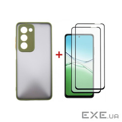 Чохол до мобільного телефона Dengos Oppo A5 4G Case Matte + 2 Glass (Olive Green) (DG-CTG2P-20)
