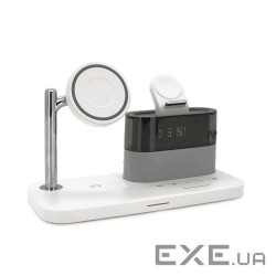 Бездротова зарядка+ годинник C-09 5в1, під телефон+годинник+навушники, магніти, Black, B (BZ / C-09) , Black, B (BZ / C-