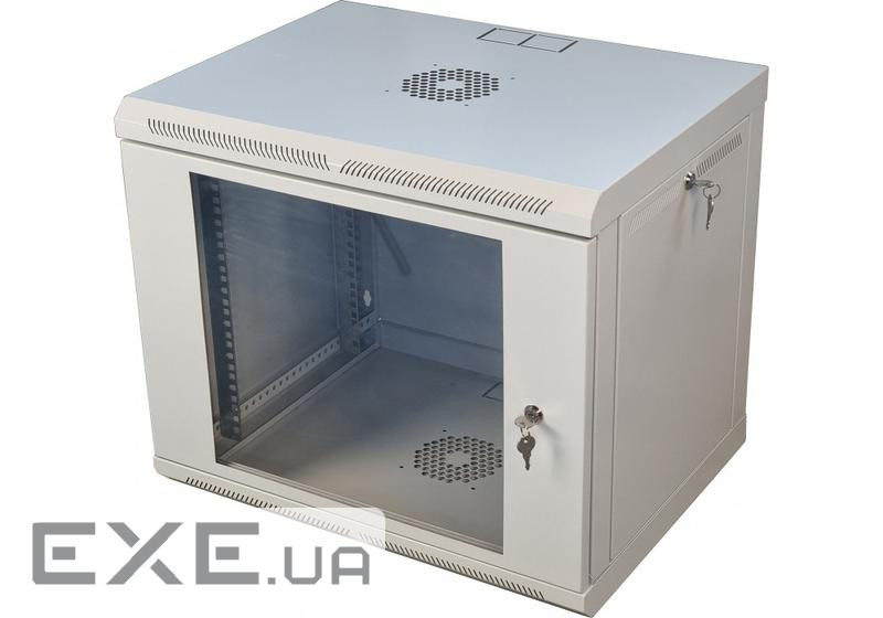 Шафа телекомунікаційна 19" VAGO 9U, настінна, двері акрил, сірий, (505х600х450) (021488) 450) (021488)