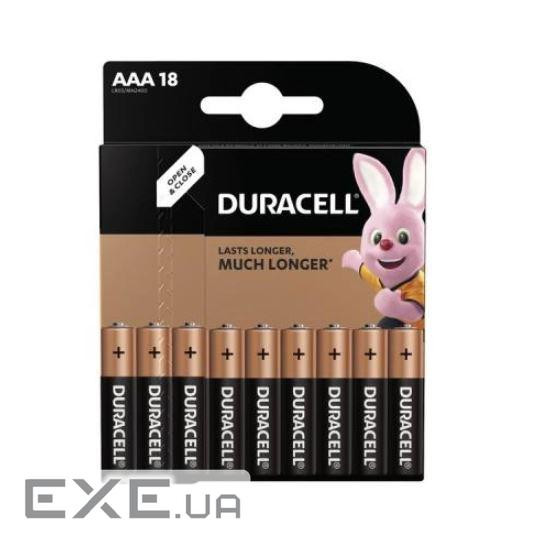 Батарейка AAA (LR03), лужна, Duracell Duralock Basic, 18 шт , 1.5V, (MN2400 18BL)