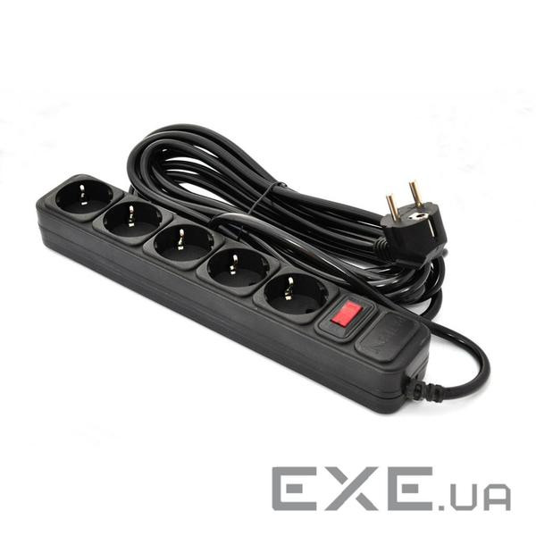 Мережевий фільтр живлення PATRON 5.0 m, 3*1.5mm2 (SP-1655) 5 розеток BLACK (EXT-PN-SP-1655)