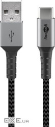Кабель пристроїв USB Type-C-2.0A M/M 0.5m,(USB2.0) PD=60W Textile Metal Cu,чорний (75.04.9295-1) (75.04.9295-1)