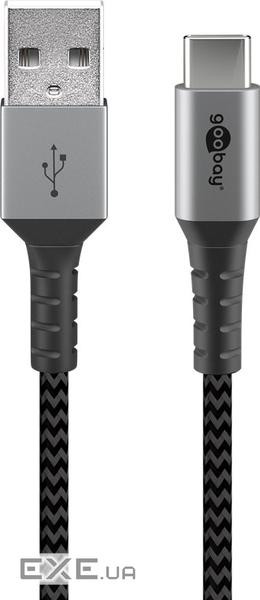 Кабель пристроїв USB Type-C-2.0A M/M 0.5m,(USB2.0) PD=60W Textile Metal Cu,чорний (75.04.9295-1) (75.04.9295-1)