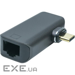 Мережевий адаптер POWERPLANT Magnetic USB Type-C - Ethernet RJ45 Adapter Black (CA914296)