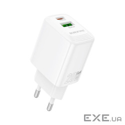 Зарядний пристрій BOROFONE BN27 Fuente 1xUSB-C PD20W + 1xUSB QC3.0 White (6941991120268)