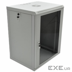 Шафа 19"15U, 600x500x773мм (ШxГxВ), економ, акрилове скло, сіра (UA-MGSW1L155G)