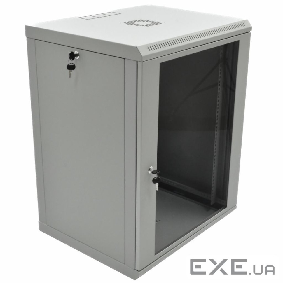 Шафа 19"15U, 600x500x773мм (ШxГxВ), економ, акрилове скло, сіра (UA-MGSW1L155G)