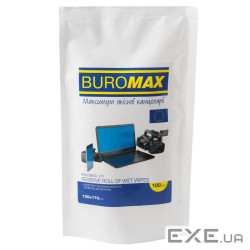 Серветки Buromax Wet wipes for DISPLAYS and OPTICS 100pcs, plastic pouch (BM.0800-01)