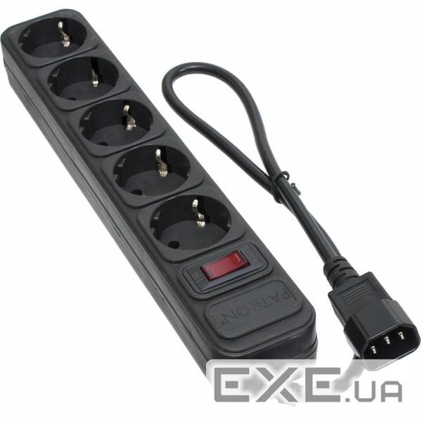 Мережевий фільтр живлення PATRON 0.5 m3*1mm2 (SP-1052U) 5 розеток BLACK (EXT-PN-SP-1052U)