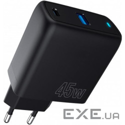 Зарядний пристрій PROOVE Silicone Power Plus 45W 1xUSB-A, 1xUSB-C, PD3.0, QC3.0 Bla (WCSP45110001)