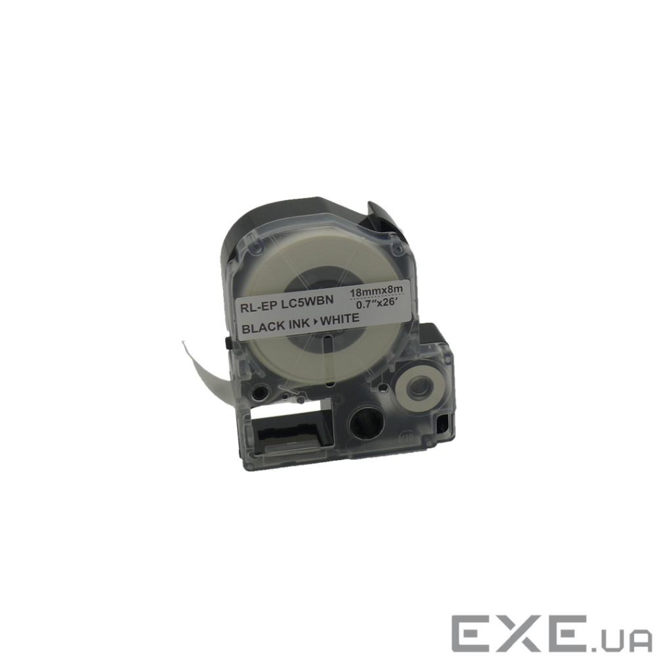 Стрічка для принтера етикеток UKRMARK RL-E-C5WBN-BK/WT, аналог LC5WBN. 18 мм х 8 м (CELC5WBN)