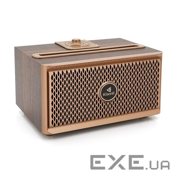 Колонка Kisonli G1 Bluetooth 5.0, 2х 10W, 1500mAh, USB / TF / BT / FM / AUX, DC: 5V, Dark wood (G1DW)