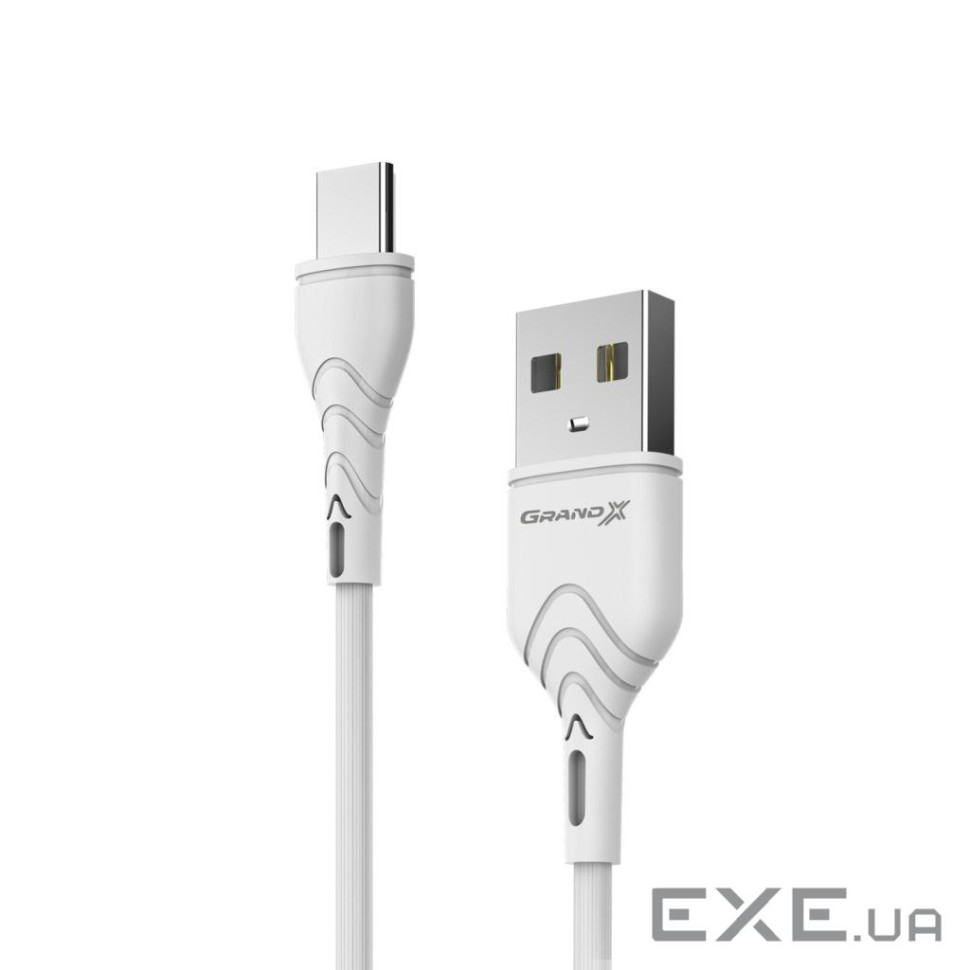 Дата кабель USB 2.0 AM to USB-C 2.0m 2.4A white Grand-X (PC-02W)