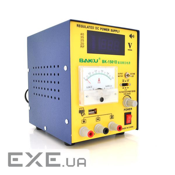 Блок живлення з цифровою індикацією BAKKU BK 1501D (15 вольт 1 ампер, захист від кз) )