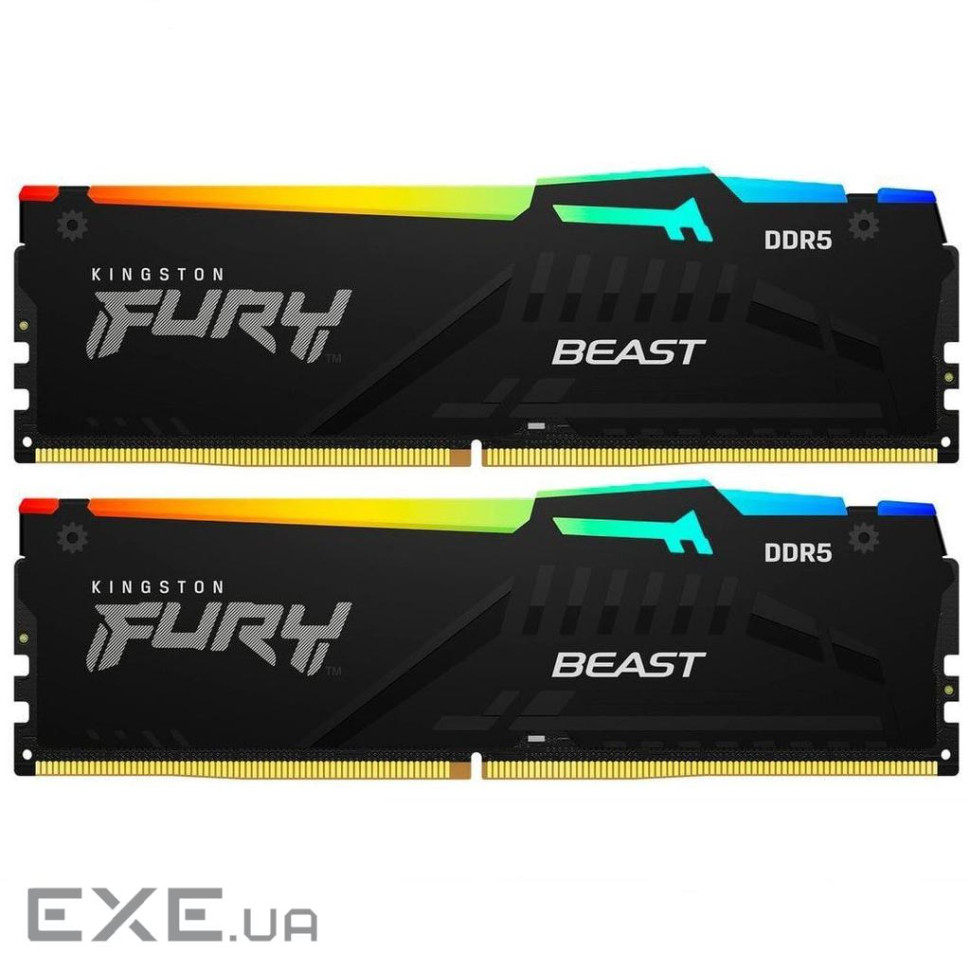 Модуль пам'яті KINGSTON FURY Beast RGB EXPO DDR5 5600MHz 64GB Kit 2x32GB Black (KF556C36BBE2AK2-64)
