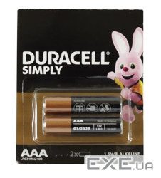 Батарейка AAA (LR03), лужна, Duracell Duralock Basic, 2 шт , 1.5V, Blister (MN2400 2BL)