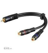 Перехідник Goobay аудіо RCA 1x2 M/F,0.2m OFCu Gold Coaxial (75.05.0930-1)